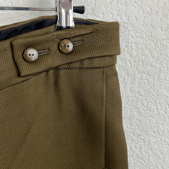 Cedric Charlier Green Olive Textured Double Side Buttons Trousers - Picture 3 of 8